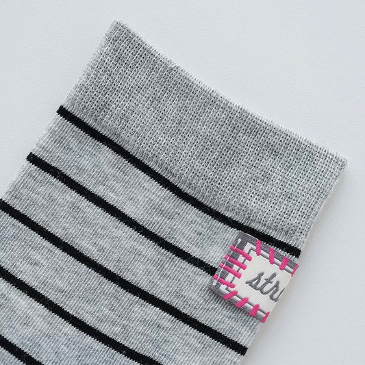 Minimalist Striped Cotton Crew Socks