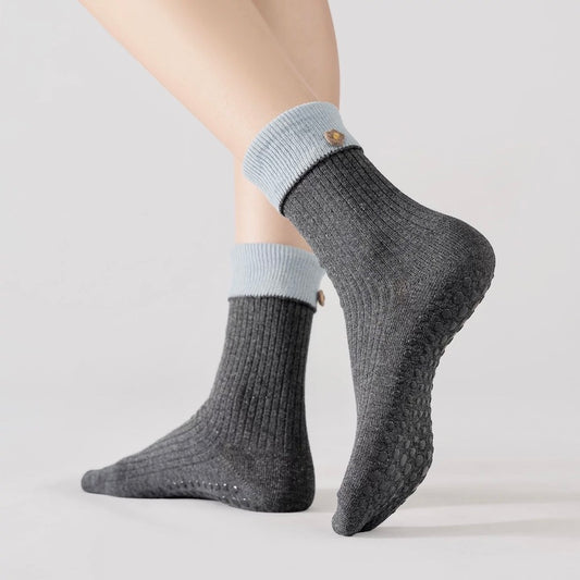 Floral Accent Non-Slip Sports Socks