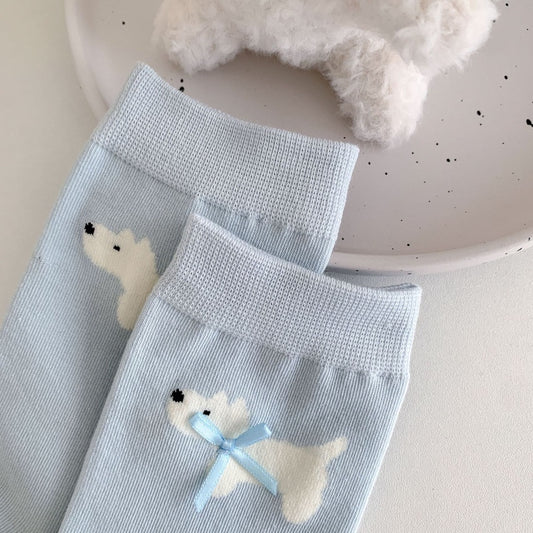 Vibrant Color Puppy Crew Socks