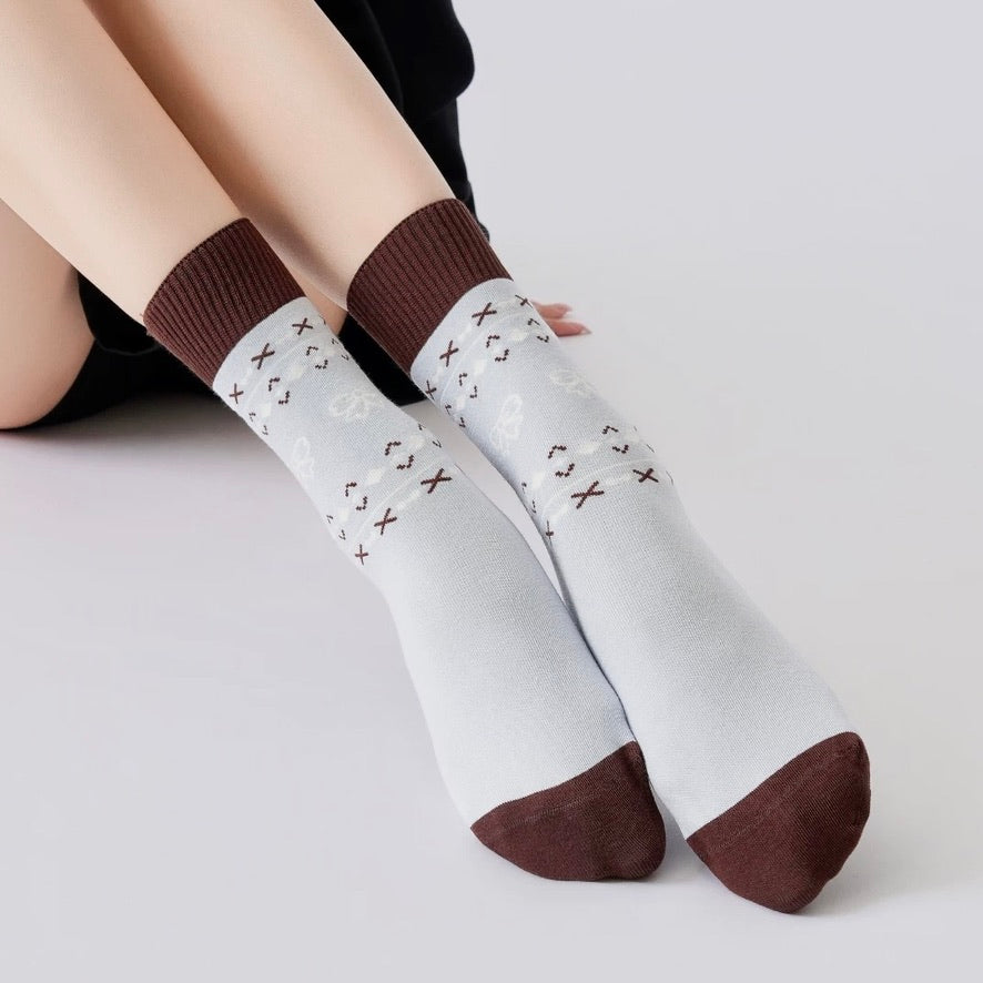 Fair Isle Pattern Non-Slip Sports Socks