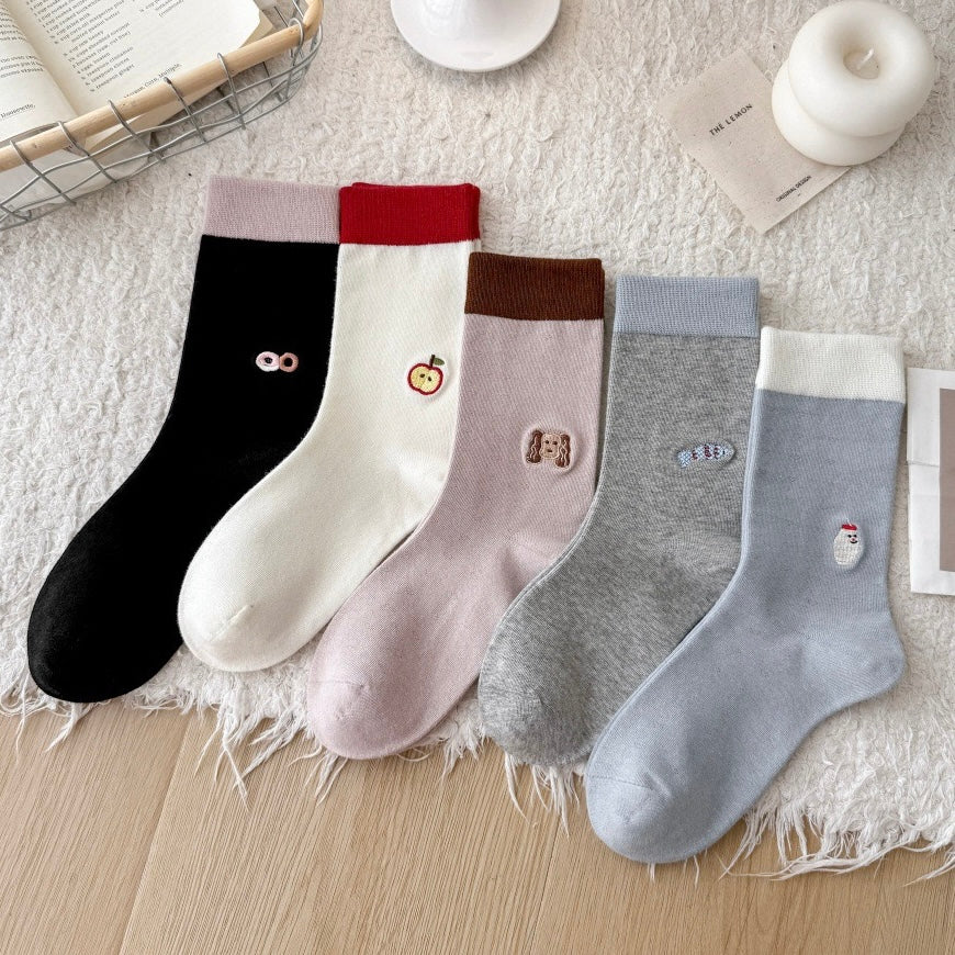 Mini Daily Icon Embroidered Crew Socks