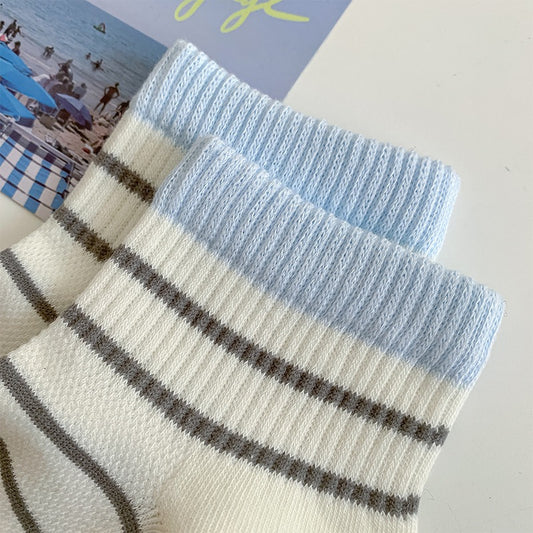 Summer Mesh Striped Ankle Socks