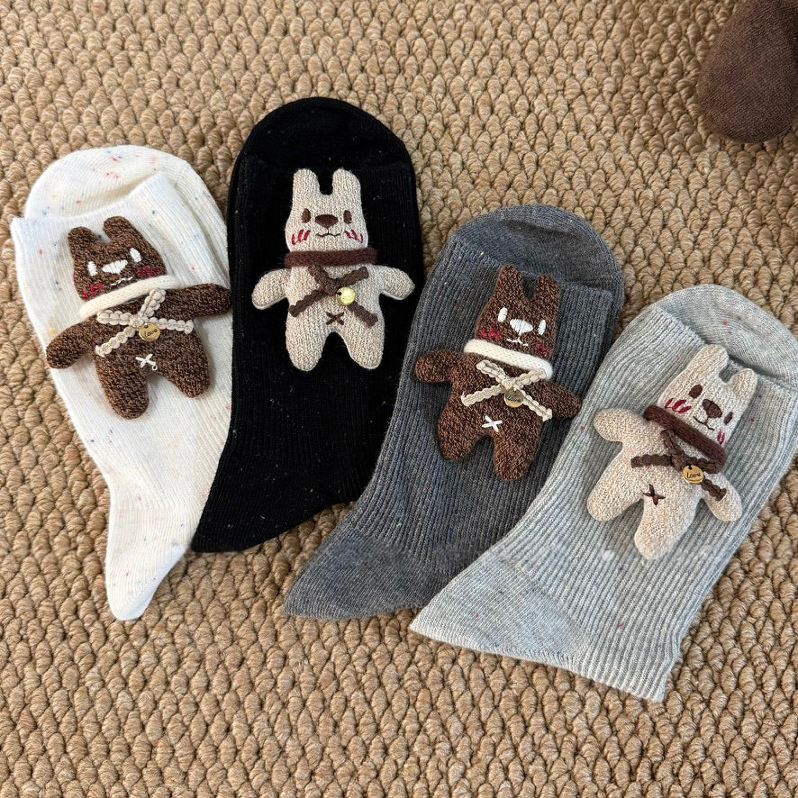 3D Bunny Cotton Crew Socks
