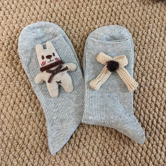 3D Bunny Cotton Crew Socks