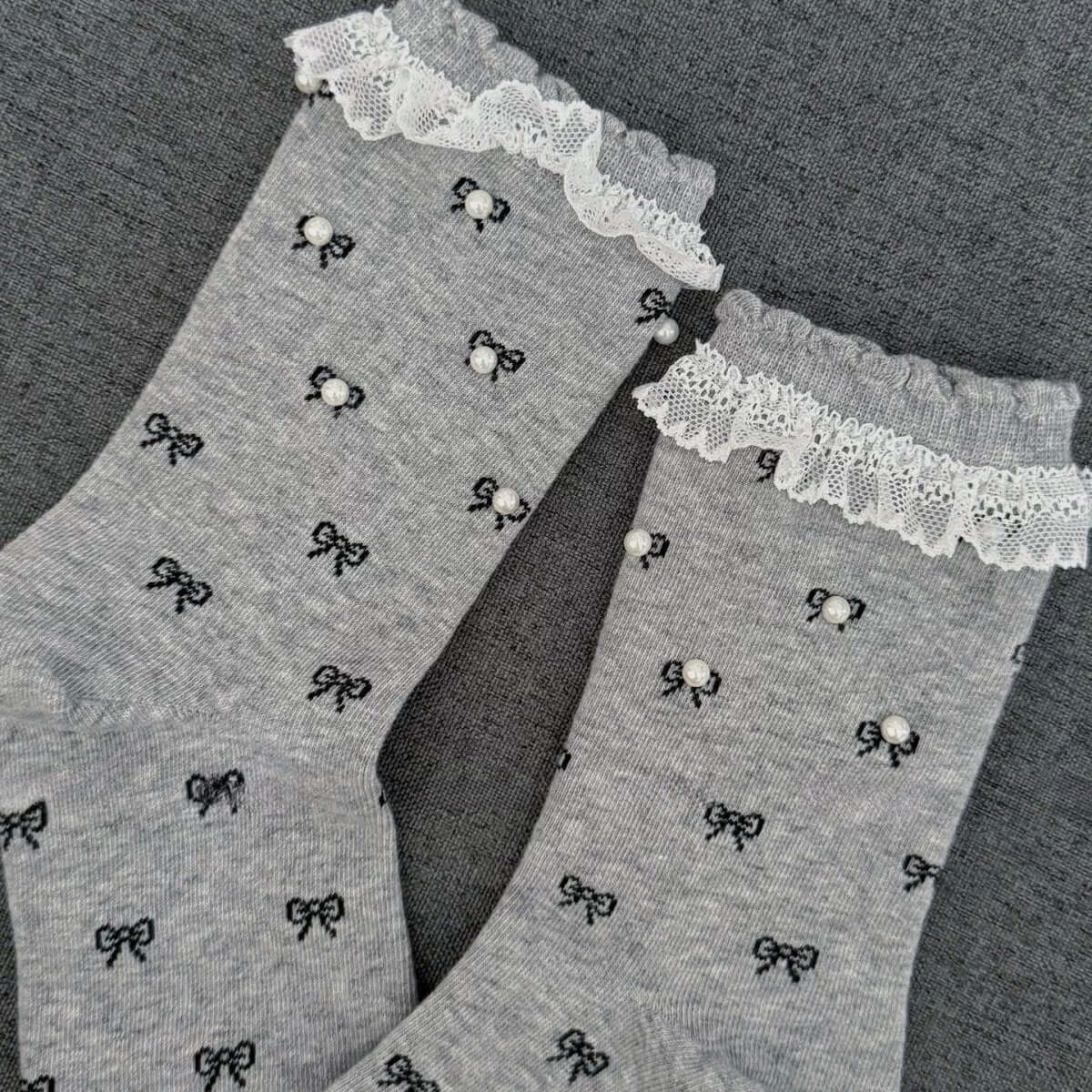 Lace Edge Women's Crew Socks - SocksParty