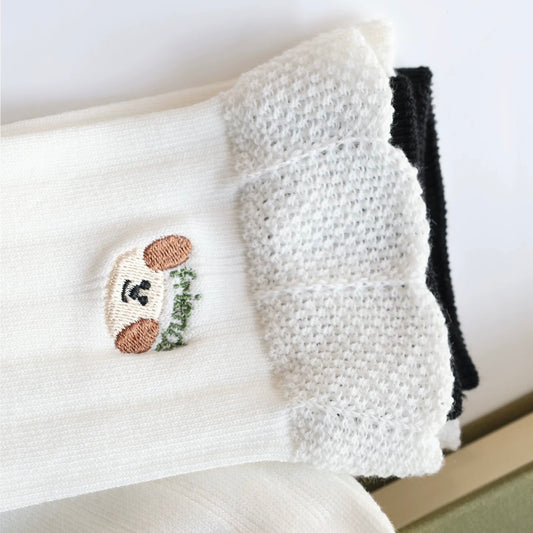 Double-Layer Frill Edge Crew Socks