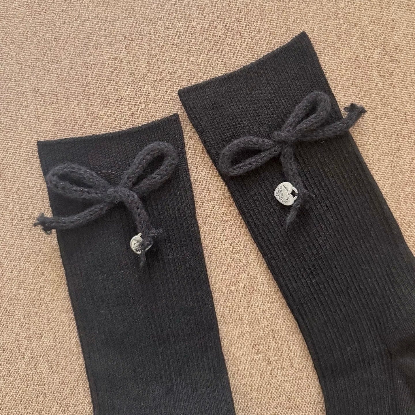 Sweet Bowknot Ribbed Knit Socks
