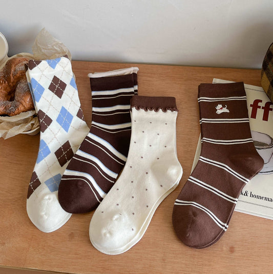 Argyle & Stripe Vintage Crew Socks