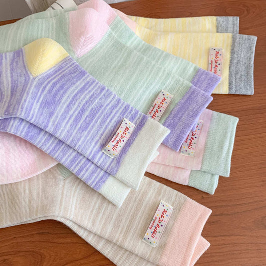 Colorful Spring Striped Crew Socks