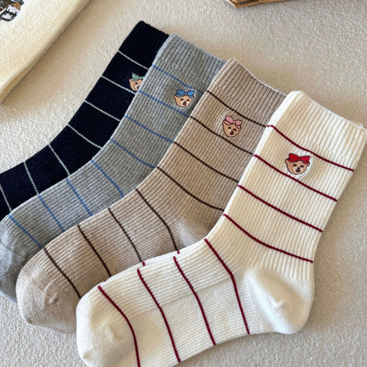 Bear&Bow Striped Crew Socks