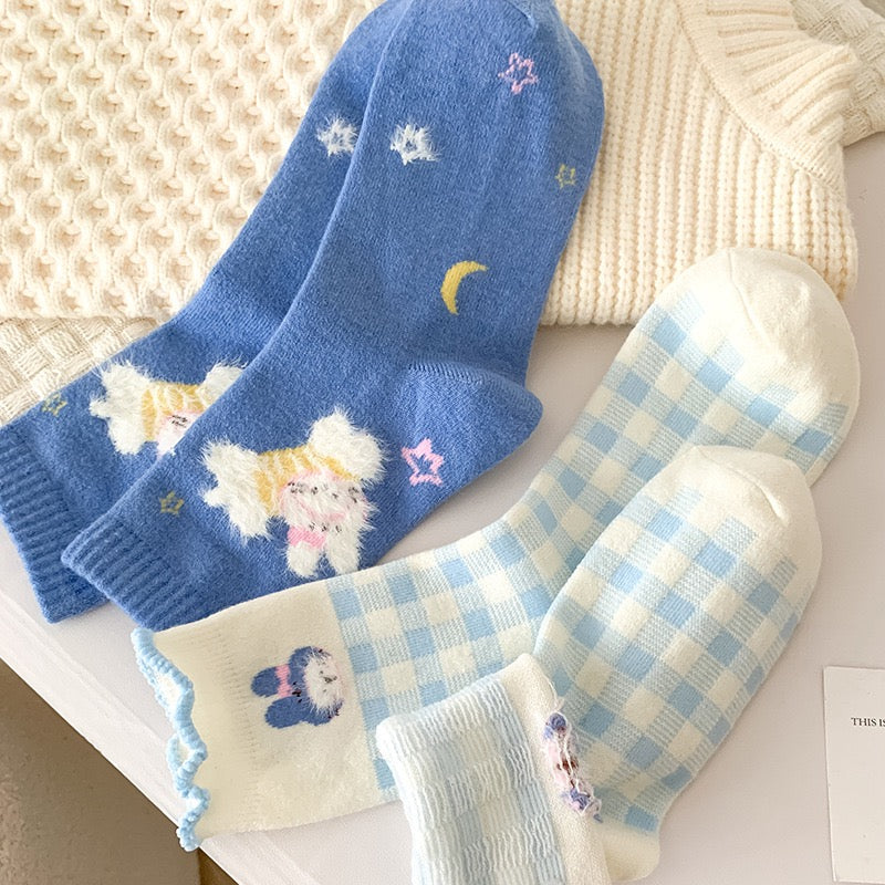 Fairy Tale Bunny Design Crew Socks