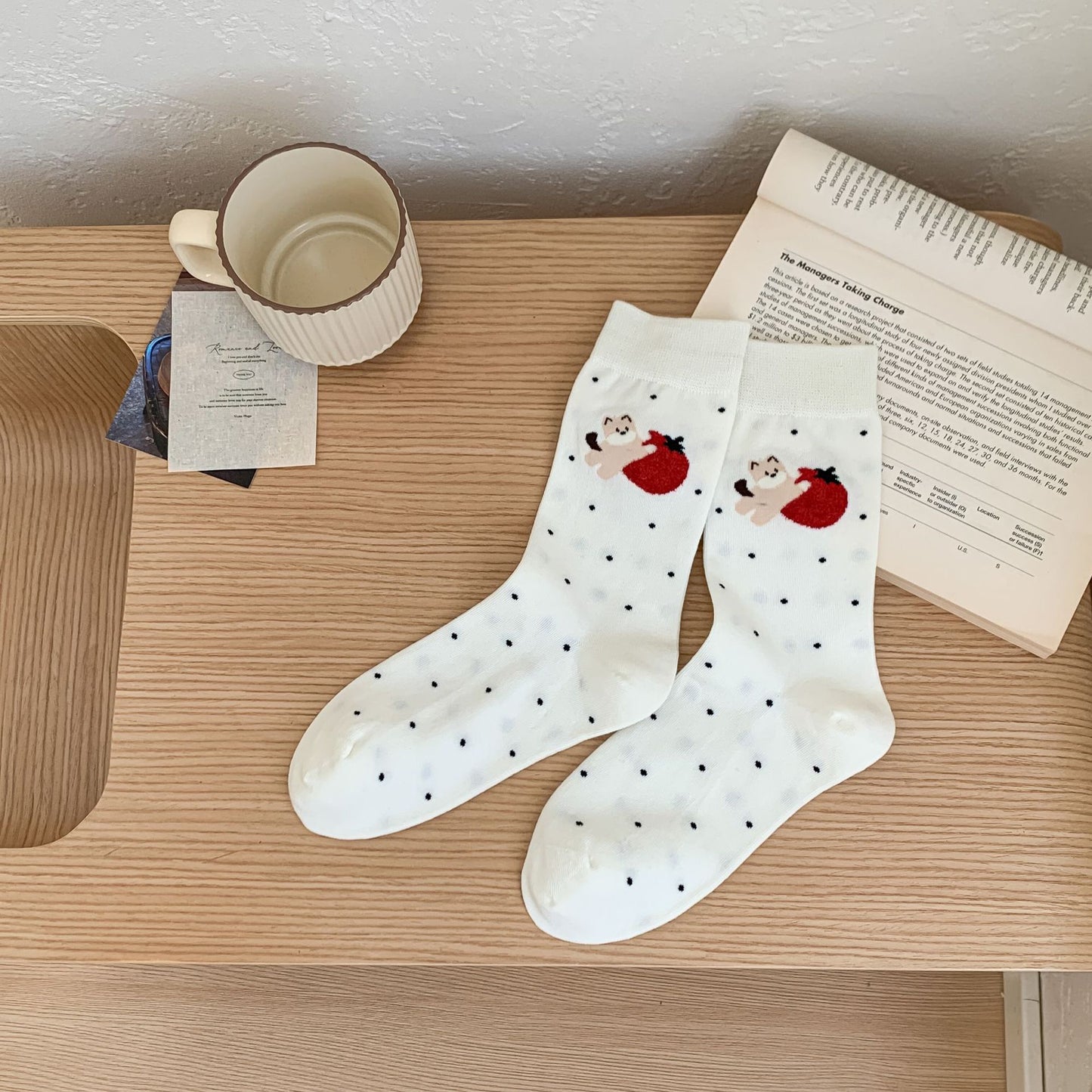 Playful Puppy & Apple Crew Socks