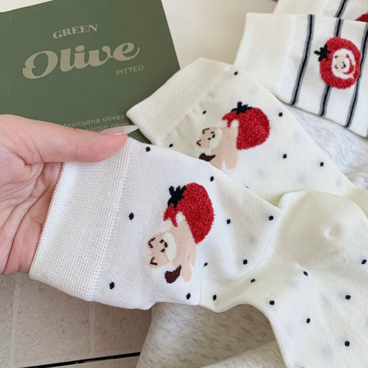 Playful Puppy & Apple Crew Socks