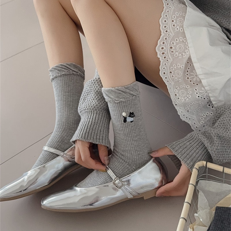 Minimalist Puppy Socks with Pearl Accents