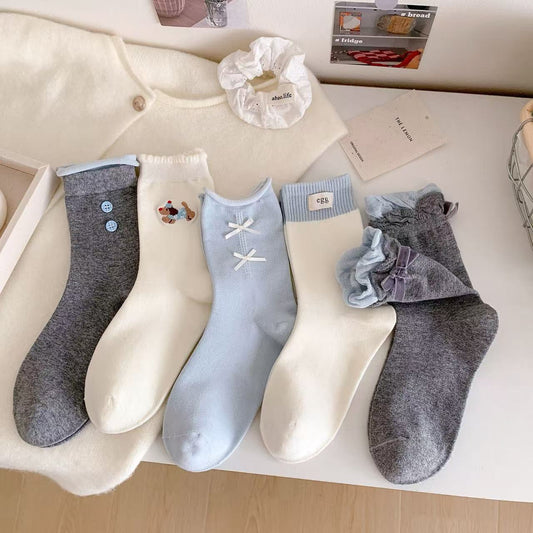 Elegant&Sweet Blue Series Crew Socks