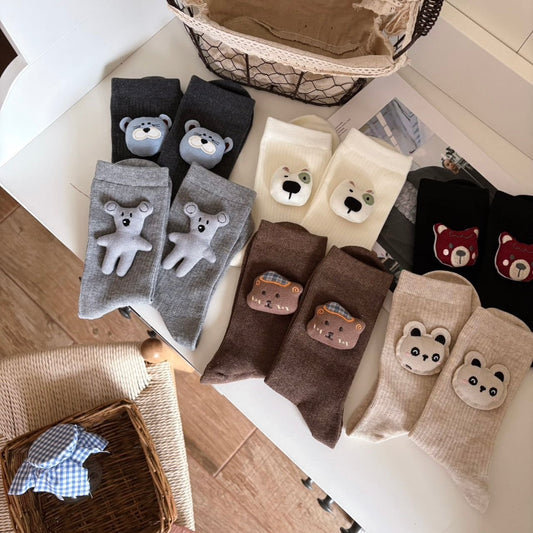 Cute 3D Plush Animal Ribbed Socks