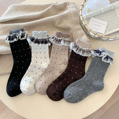 Cozy Dotted Lace Ruffle Socks