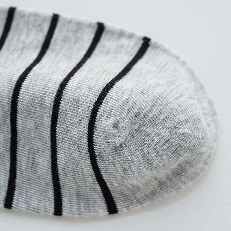 Minimalist Striped Cotton Crew Socks