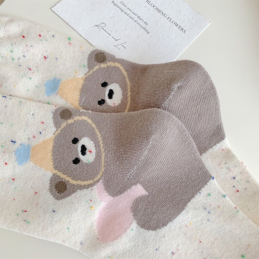 Sweet Animal Graphic Crew Socks