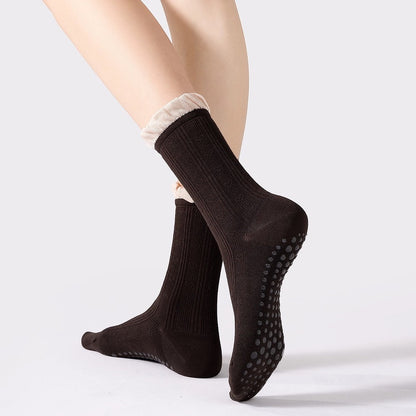 Yoga Non-Slip Ribbed Ruffle Socks