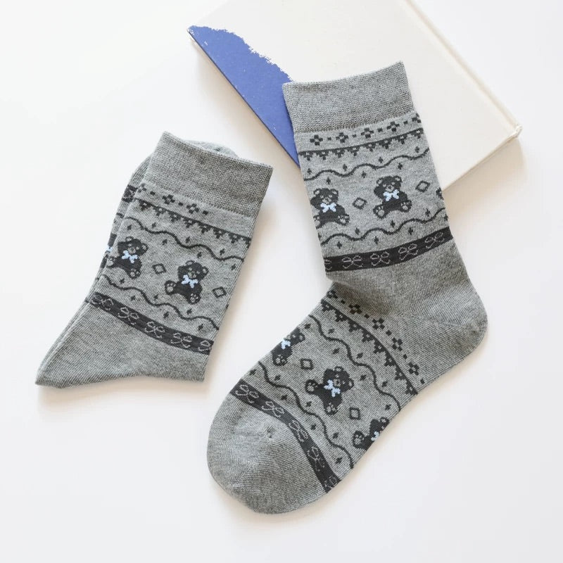Cute Cherry & Mushroom Pattern Socks