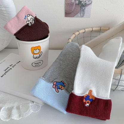 Kawaii Animal Contrast Cuff Socks