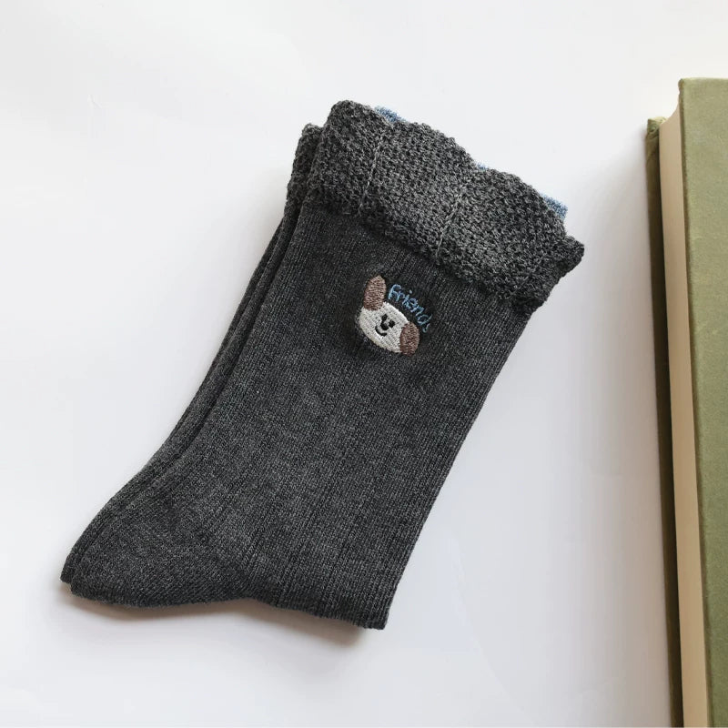 Double-Layer Frill Edge Crew Socks