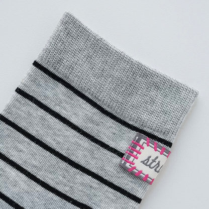 Minimalist Striped Cotton Crew Socks