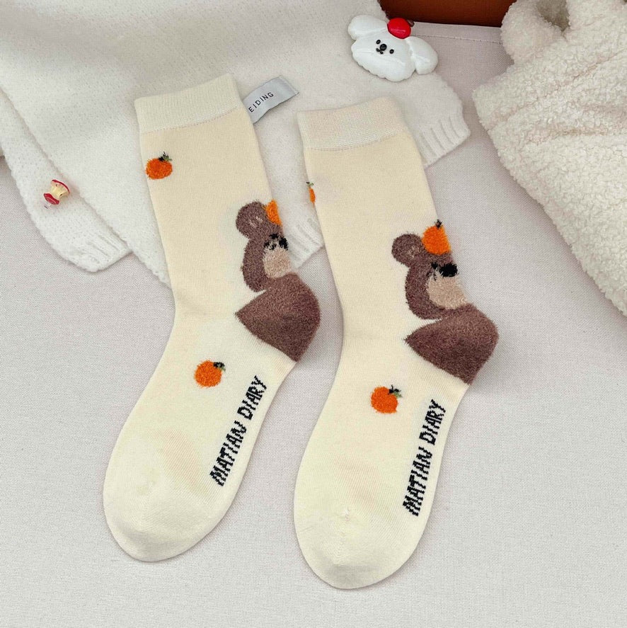 Fuzzy 3D Animal Crew Socks