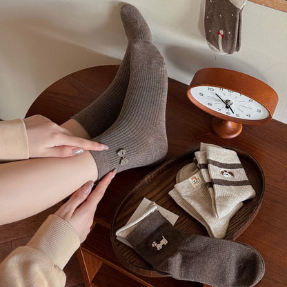 Elegant Coffee Tone Crew Socks