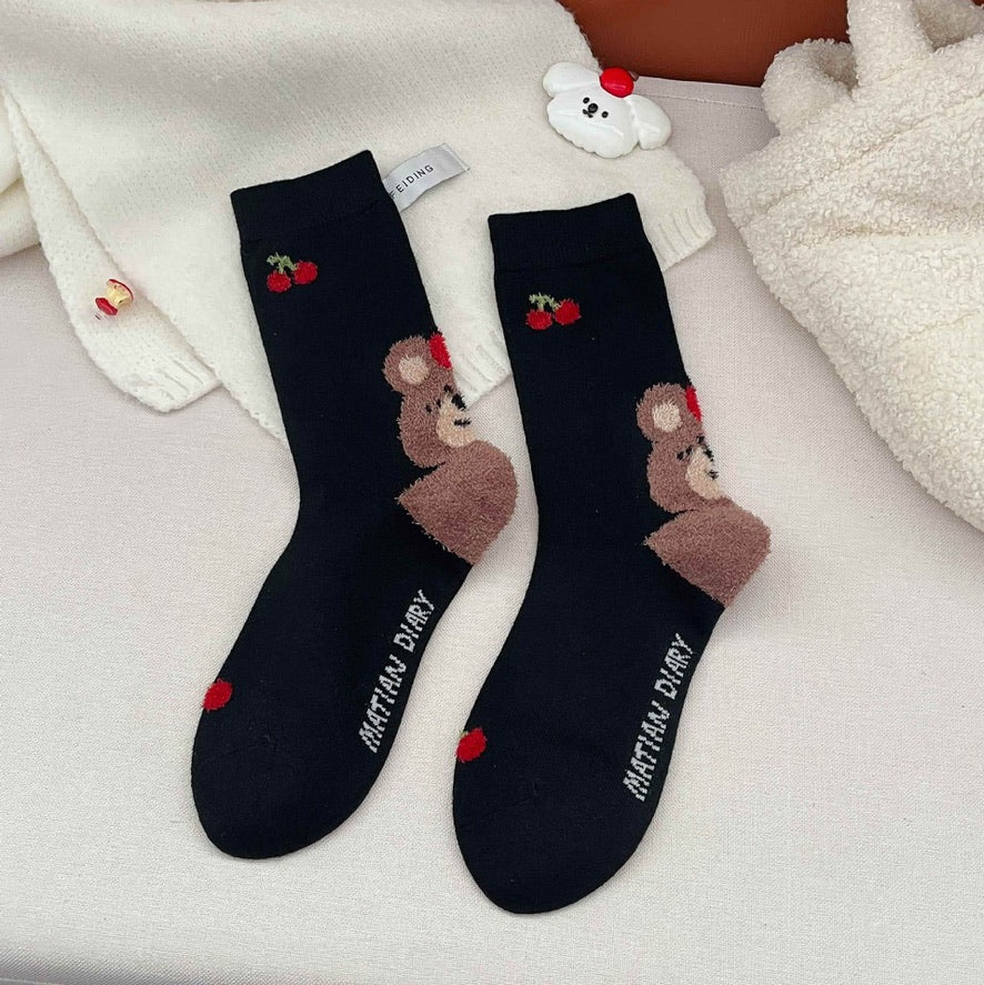 Fuzzy 3D Animal Crew Socks