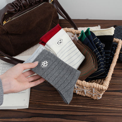 Dalmatian Embroidery Striped Crew Socks