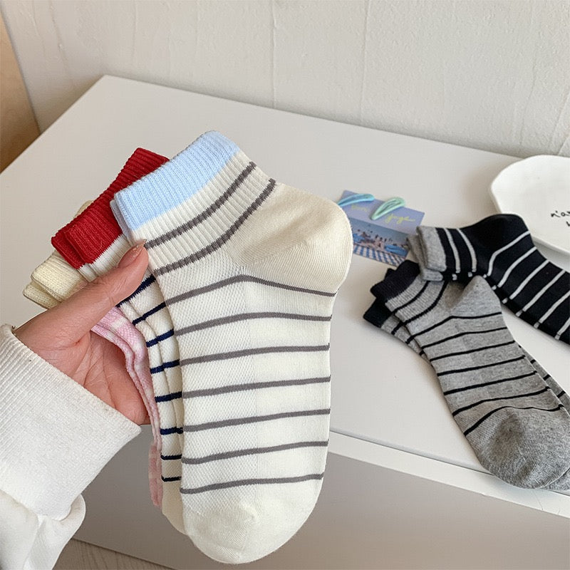 Summer Mesh Striped Ankle Socks