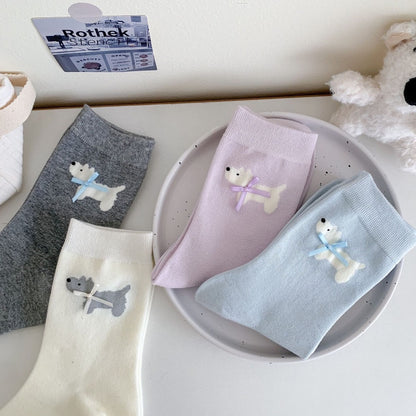 Vibrant Color Puppy Crew Socks