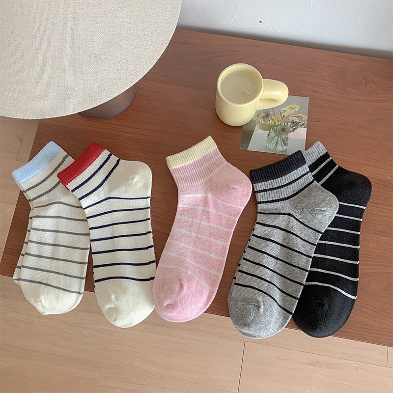 Summer Mesh Striped Ankle Socks