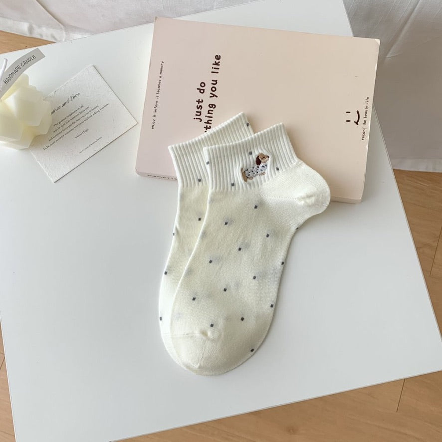 Dachshund&Polka Dot Ankle Socks