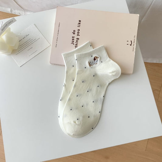 Dachshund&Polka Dot Ankle Socks
