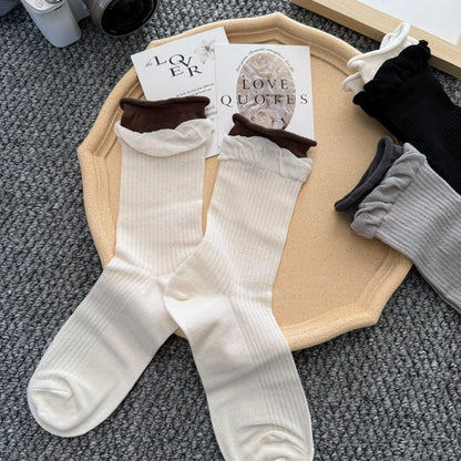 Double Ruffle Lightweight Crew Socks