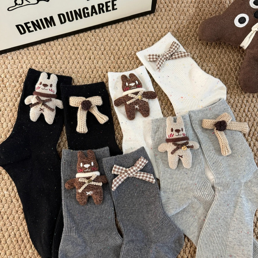 3D Bunny Cotton Crew Socks
