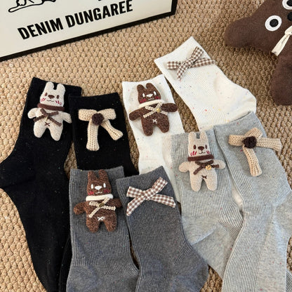 3D Bunny Cotton Crew Socks