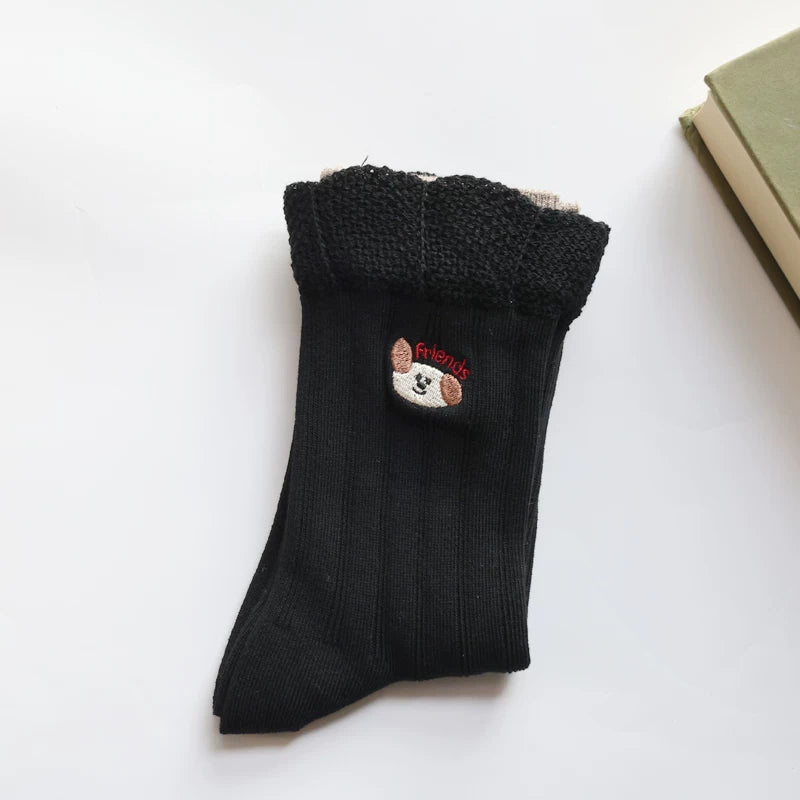 Double-Layer Frill Edge Crew Socks