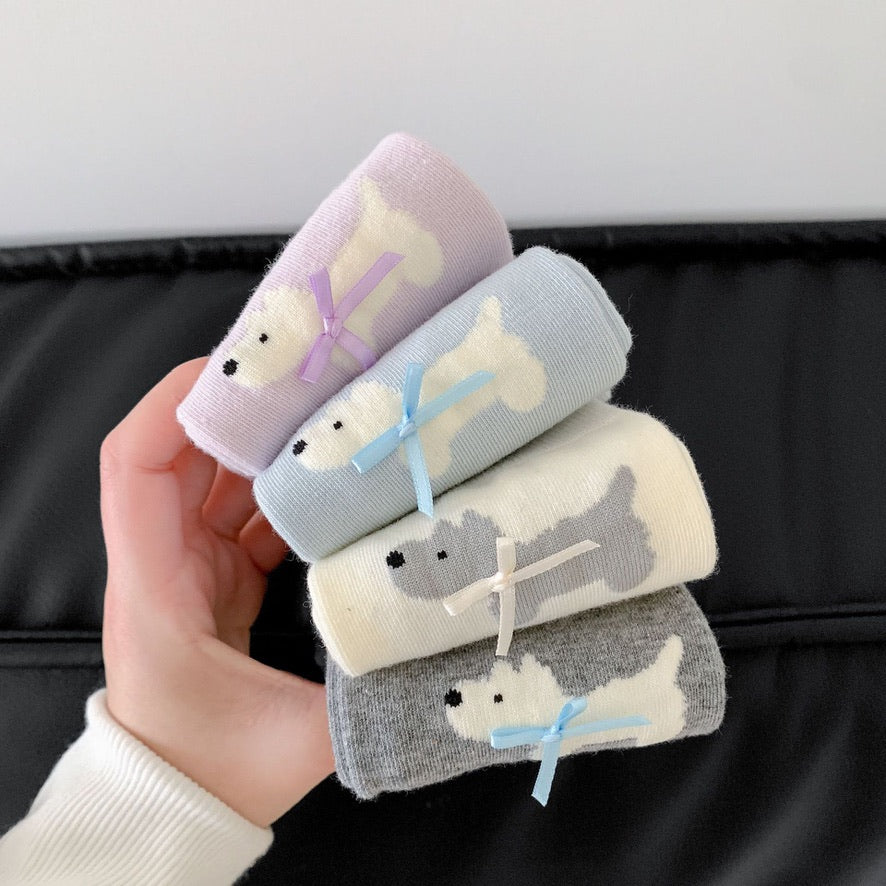 Vibrant Color Puppy Crew Socks