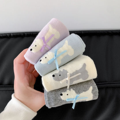 Vibrant Color Puppy Crew Socks