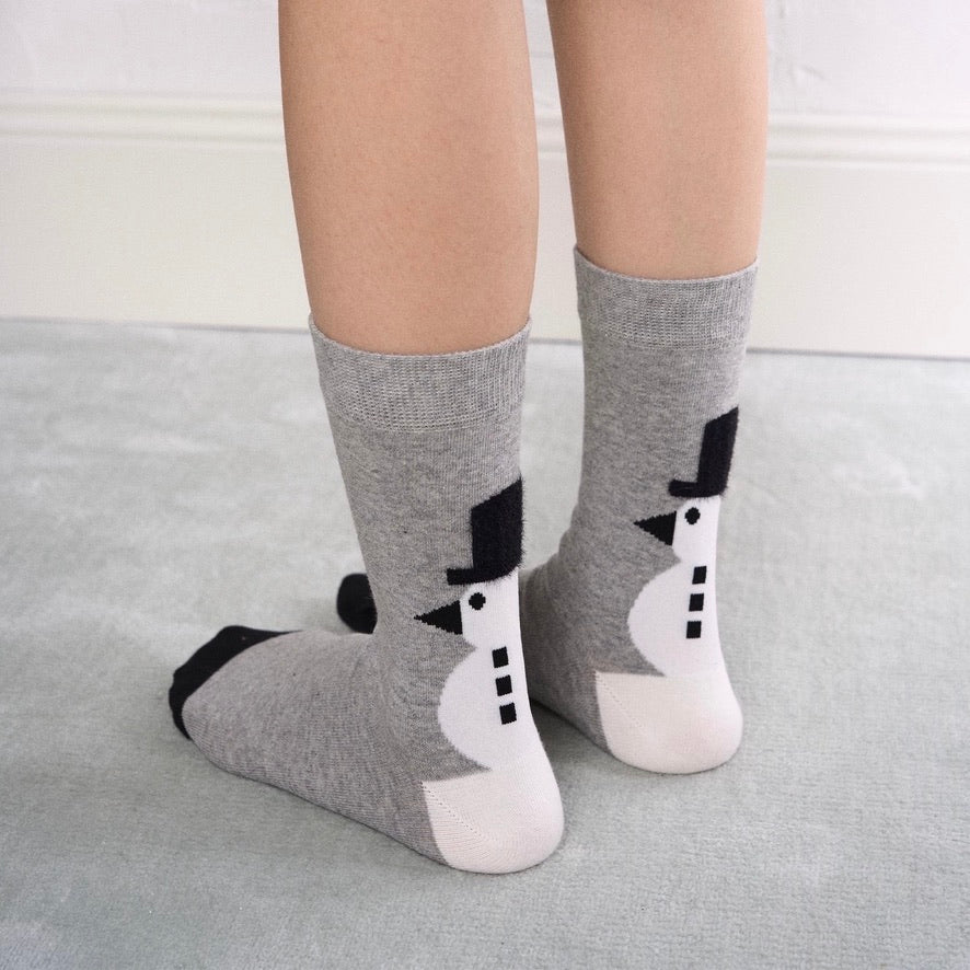 Fluffy Snowman Hat Crew Socks