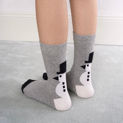 Fluffy Snowman Hat Crew Socks