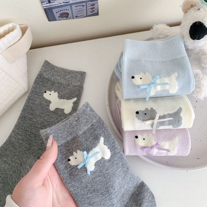 Vibrant Color Puppy Crew Socks