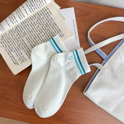 Colorful Stripe&Smile Ankle Socks