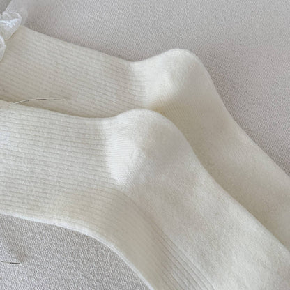 French Lace Ruffle Ribbon Crew Socks