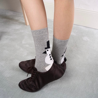 Fluffy Snowman Hat Crew Socks
