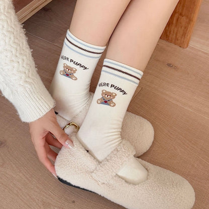 Coffee Bear Series Knit Crew Socks